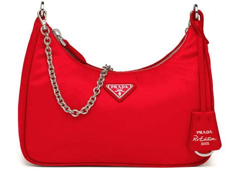 prada re-edition 2005 shoulder bag nylon red|prada crystal re edition.